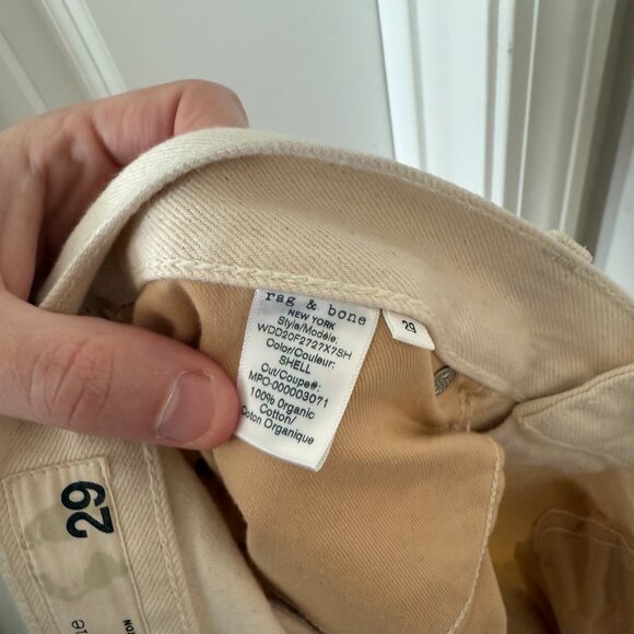 Rag & Bone Organic Cotton Jeans Natural Off-White Size 29 - Picture 5 of 5